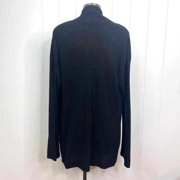 Lauren Ralph Lauren Open Front Black 100% Linen Cardigan L - Picture 6 of 6